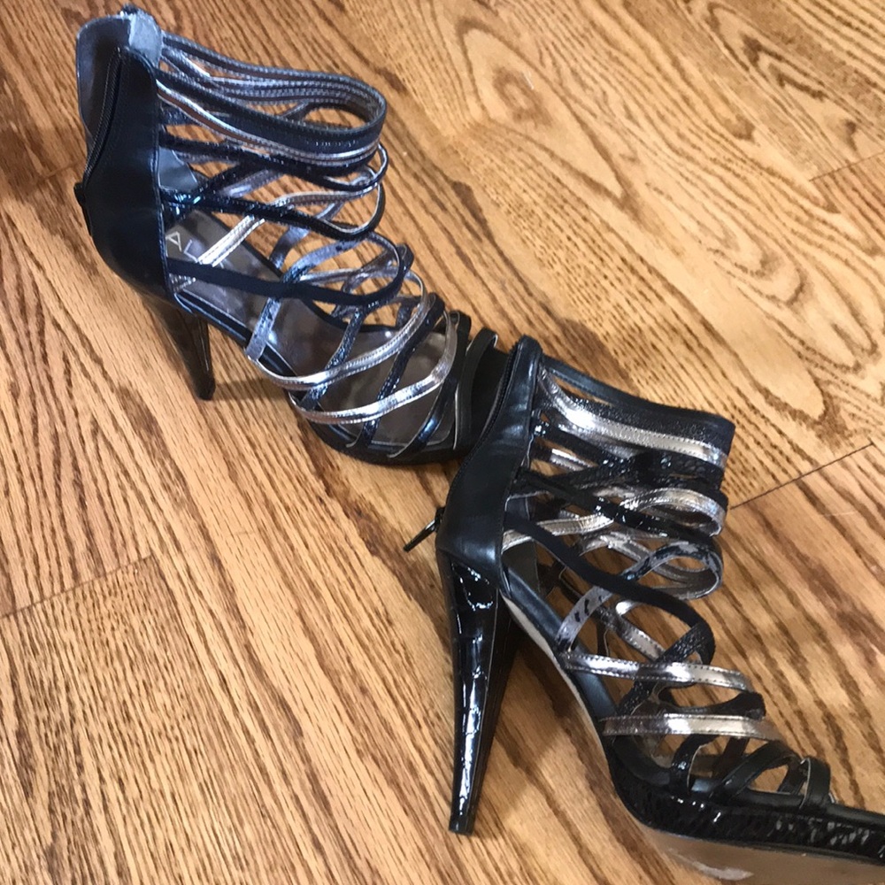 Zip-back 4 inch strappy heels